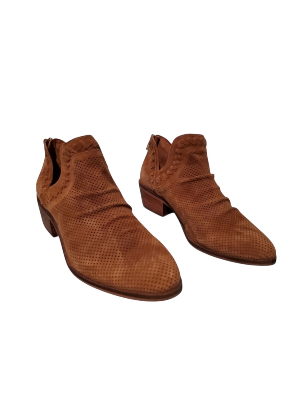 Vince Camuto Brown Leather Zip Ankle Booties Boots Women's Size 9.5M